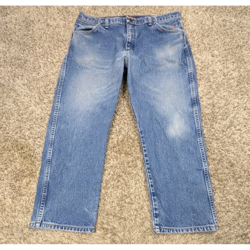 Wrangler FR Jeans Men's 38x30 (38x27) Blue FR13MZW Original Fit Flame Resistant